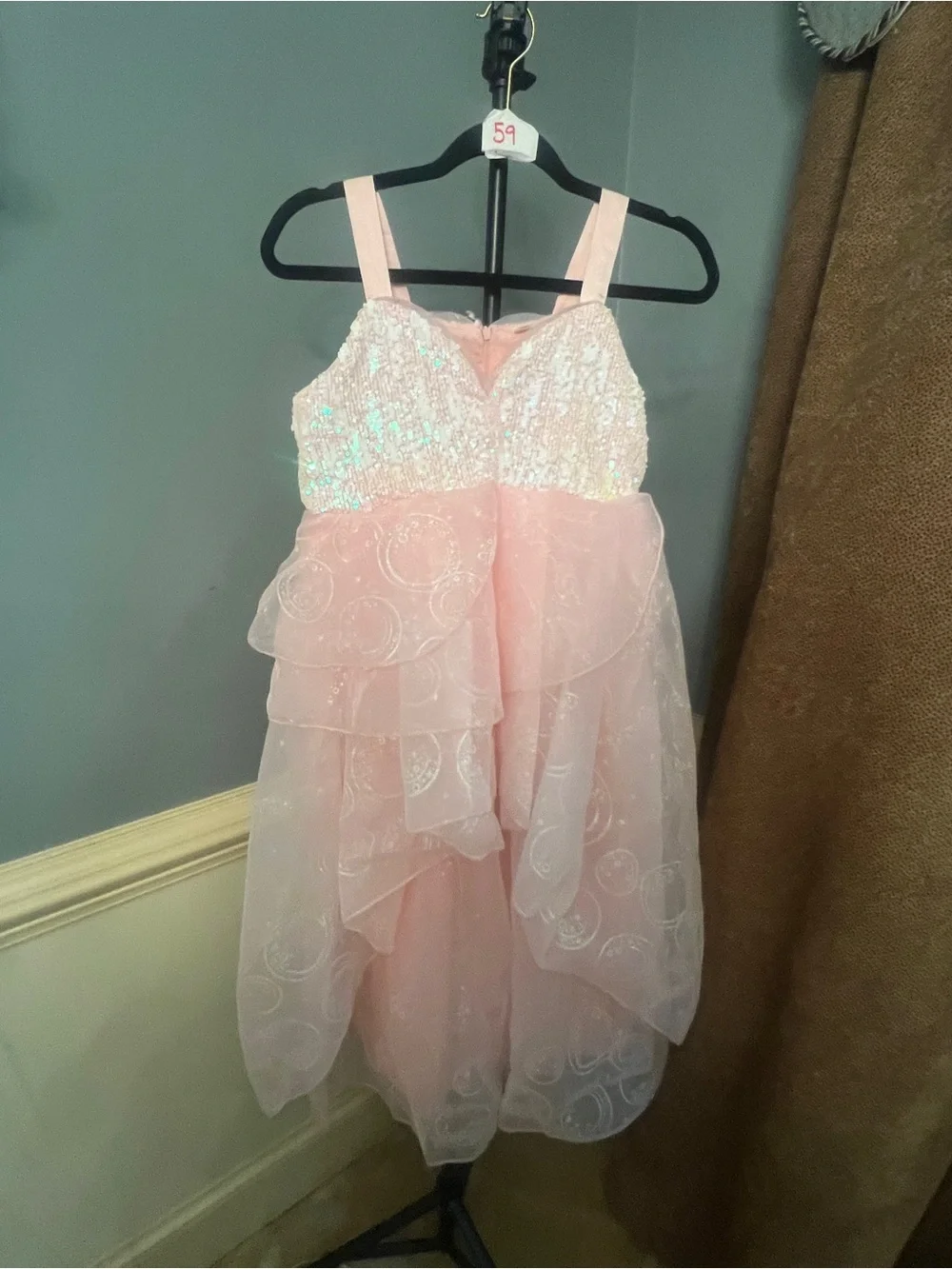 Sparkling Pink Tiered Tulle Party Dress wicked  Glinda Halloween dress-up bubble